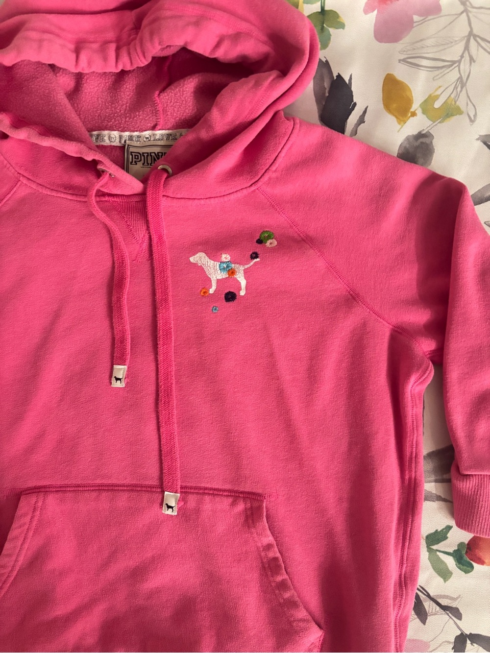 PINK - Women’s Hot Pink Embroidered Hoodie Sweater